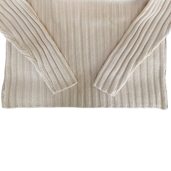 Vintage Eddie Bauer Sweater V-neck Cotton Knit Ivory Cream Off White Size Large - Picture 10 of 16